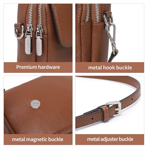 Image of Genuine Leather Crossbody Bags for Women, Small Crossbody Bag for Women,Phone Purses with Adjustable Strap for Travel