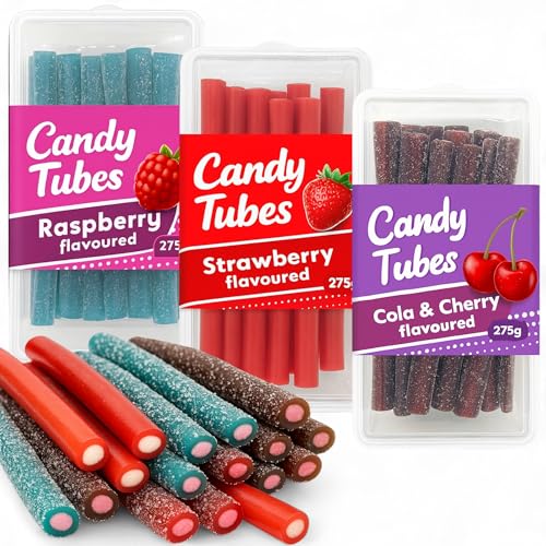 MIJOMA Lot de 3 bâtonnets de gommes aux fruits farcis - Découvrez le kola de cerise, la fraise et la framboise - Parfait pour profiter et offrir - 3 x 275 g