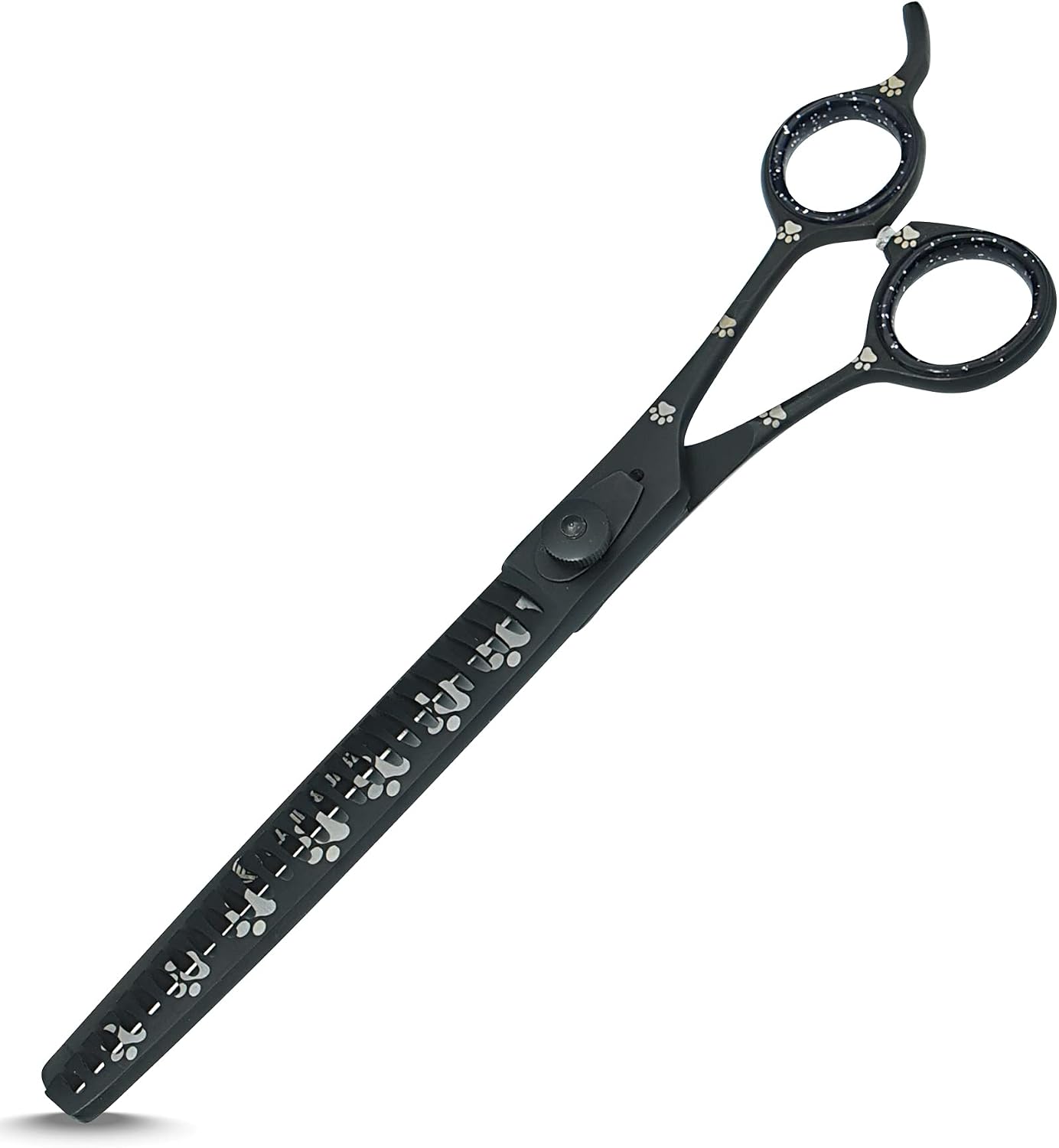 Professional Dog Grooming Chunker Shears/Scissors with Paw Prints for Dogs Cats & Pets (Right Handed, Black, Stainless Steel 8 Inch) - Image 4
