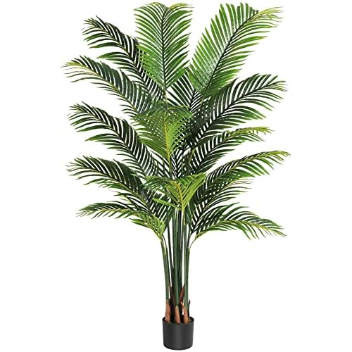 VIAGDO Artificial Fake Palm Tree 6ft Tall with 16 Detachable Trunks Faux Tropical Palm Silk Plant Feaux Dypsis Lutescens Plants in Pot for Home Office Living Room Floor Decor Indoor