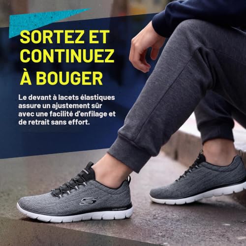 Skechers Homme Summits Louvin Espadrilles, Black Mesh/PU/White Trim, 43 EU