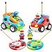 2 Pack Cartoon RC Race Car Radio Remote Control with Music & Sound Toy for Baby, Toddler, Children Cars, School Classroom Prize, 2 Year Old Easter Basket Stuffer Fillers, Christmas Stocking Stuffers