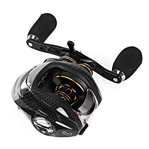 Mounchain Baitcaster Rolle, mit 17+1 Kugellagern, Dual-Bremssysteme, 7,0:1 Übersetzungsverhältnis, Linkshand – Bild 2