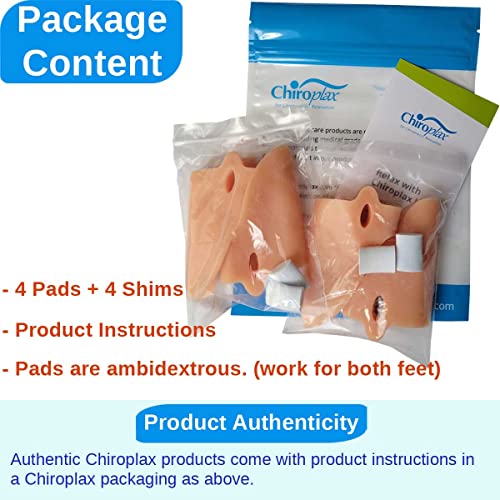 Chiroplax Bunion Corrector Relief Cushion Pads Guard Toe Separator Straightener Splint Protector Shield Spacer Sleeve Cover Hallux Valgus (4 Pads W/Shims, Size Regular) #TOP6