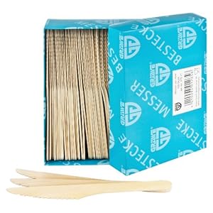 GRÄWE Einwegbesteck Holzmesser, 100 Stück, Holzbesteck, umweltfreundlich aus Holz, biologisch abbaubar