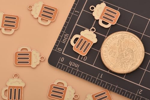 Image of VIDRIO Pack of 80 Butter Beer Cups Enamel Charms Gold Plated Colored Pendants Accessories for Necklace Bracelet Jewelry Making DIY Crafting