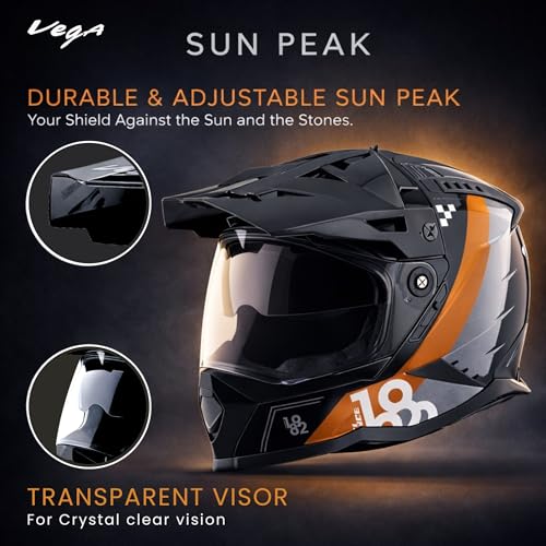 Image of Vega VF 11 Dirt-X Aircraft Full Face Riding Helmet with Aerodynamic ABS Shell, Shock Absorbing Interior, Ventilated Comfort Fit, Racing -Inspired Design - Black Gold