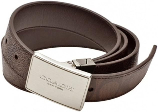 Coach Signature Leather Coated Canvas Lozenge Plaque Heritage Reversible Belt 66111