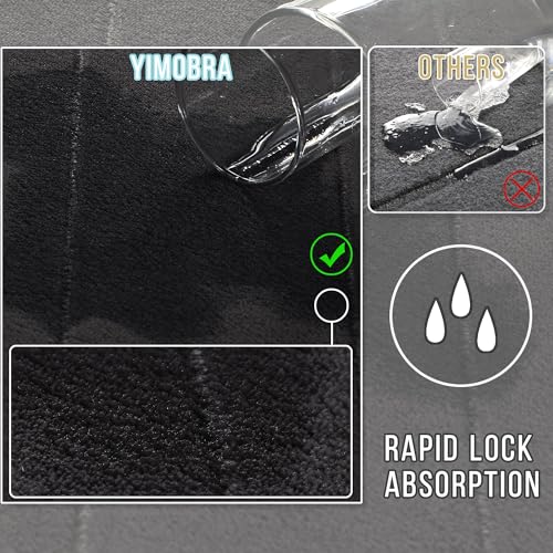 Image of Yimobra Memory Foam Bath Mat Set 2 Piece - Super Soft Absorbent Quick Dry Bathroom Toilet Rugs, Machine Washable Non Slip Floor Carpet for Tub Shower & Single Sink (31.5x20 & 24x20, Black)