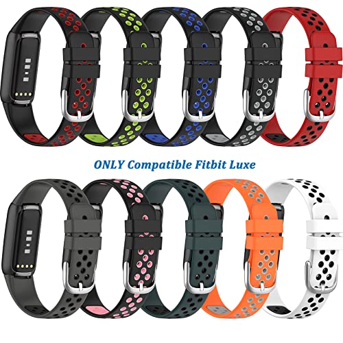 Bracelet de rechange Fitbit Luxe silicone étanche noir et rouge doux - 6