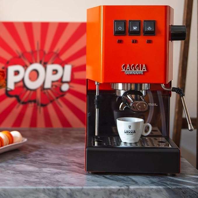 Image of Kofihaus E24 Semi-Automatic Espresso Coffee Machine | 15 Bar Italian Pump | Commercial Steam Wand | Ground Coffee Compatible (Orange)