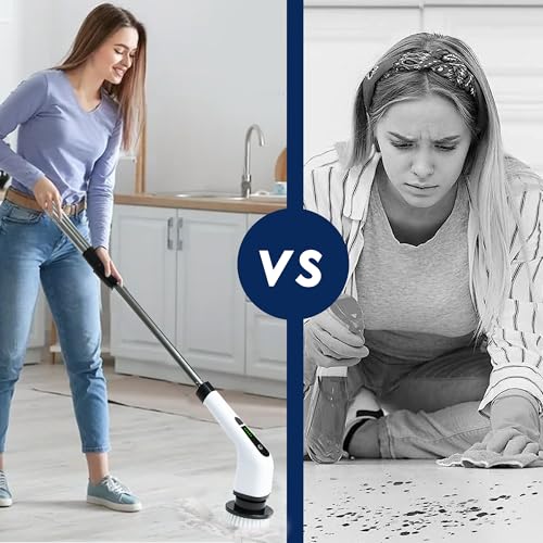 Image of DOSCHAMOSENMS Electric Spin Scrubber - 7 in-1 Waterproof Scrub Brushes for Floor Cleaning 2 Speeds Cordless Shower Scrubber with Long Handle