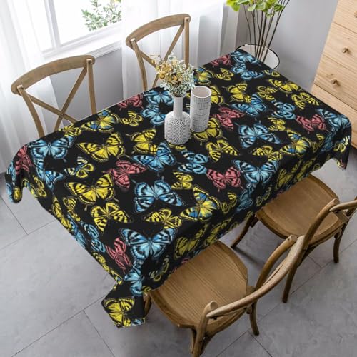 Nappe papillons noirs et bleus gothiques 137x183cm pour table rectangulaire
