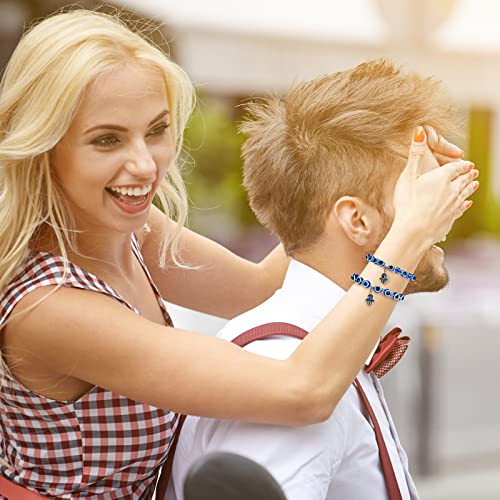 Hicarer Blue Evil Eye Bracelet for Men Women Hamsa Beaded Charm Stretch Bracelet Hand of Fatima Turkish Lucky Evil Eye Amulet for Protection and Blessing3