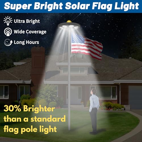 XYRIS Flag Pole Light Solar Powered - Ultra Bright for 15-25 Ft Flag Poles, 136 LED from Dusk to Dawn, Wide Coverage Waterproof Solar Light for Flagoles for Outside House (Black)