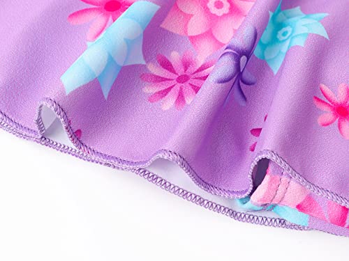 Image of Jurebecia Purple Swimsuit for Girls Princess Bathing Suit Princess Adventure Kids One Piece Bikini Tankini Set Purple Size 6 /5-6Years