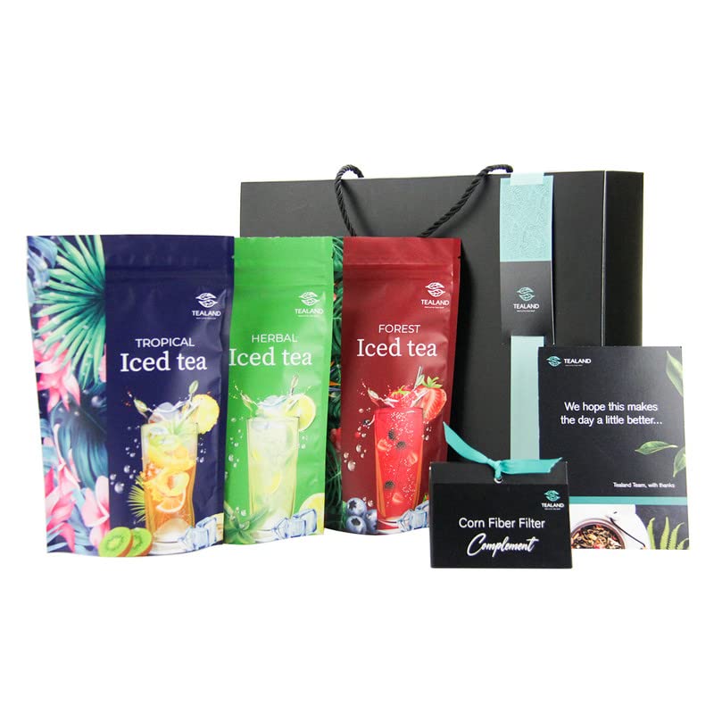 Tealand Iced Chest Tea Box Gift Includes Iced Lemon Iced Peach Iced Berry Tea with Complement 10 filters pack