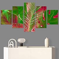 SIGNWIN 5 Panel Canvas Wall Art Modern Art Decorative Elements Expressive Leaves Multicolor Patterns Photography for Home Decorations Ready to Hang - 60