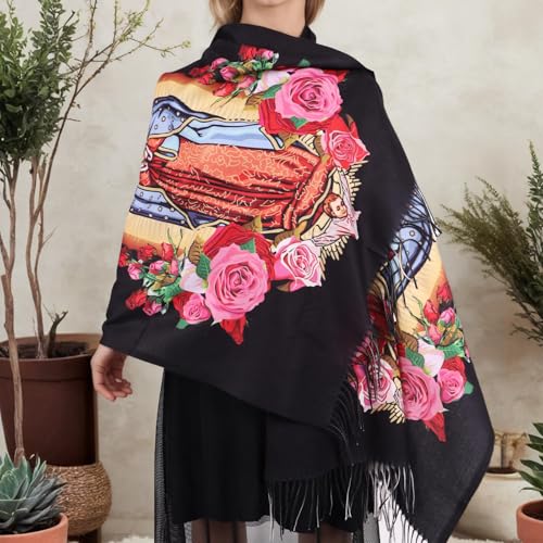 Virgin Mary Shawl Wrap For Women Soft Scarf Blanket Virgen De Guadalupe Gifts3