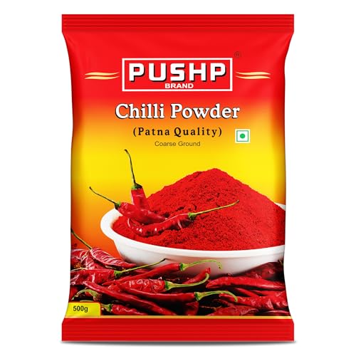 Image of PUSHP Brand Red Chilli Powder 500g, Lal Mirch Powder with natural Oils | Patna Quality Lal Mirchi Powder | Perfect for Cooking, Pickles, Gravies & Traditional Indian Dishes