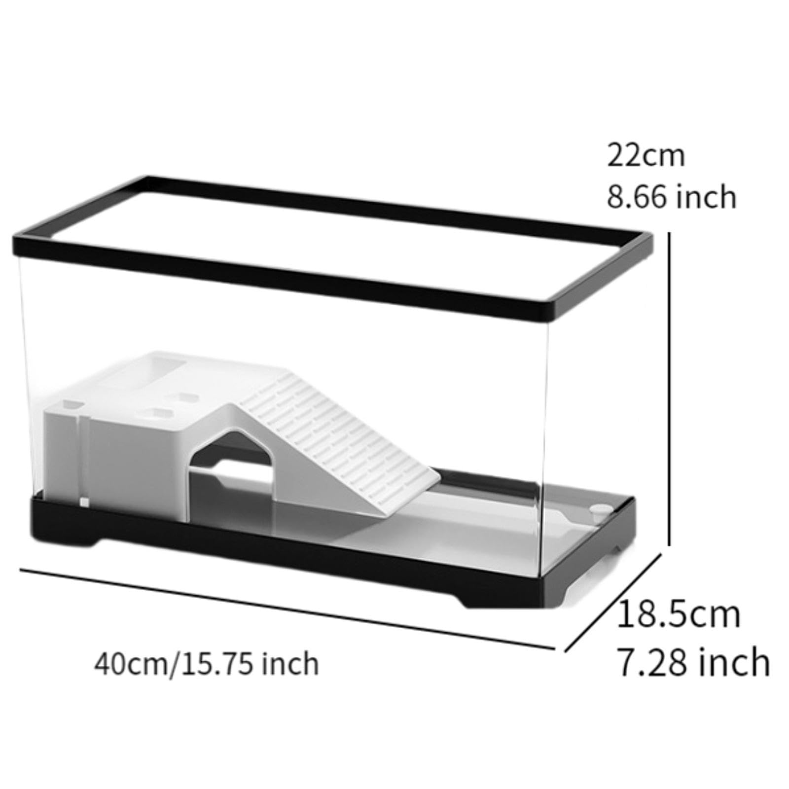 Acuario de Tortugas con Tanque con de área Multifuncional de Tortugas Hermitah Case Box Basking Ramp Ramptil Hábitat Pets Accessy, Grande Negro, Individual