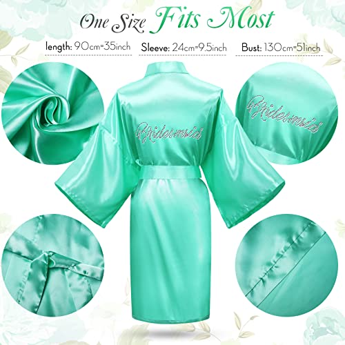 Image of Coume 7 Pcs Bride Silk Robes Bridesmaid Satin Robes Silk Satin Robe for Women Bridal Shower Wedding Getting Ready Favors