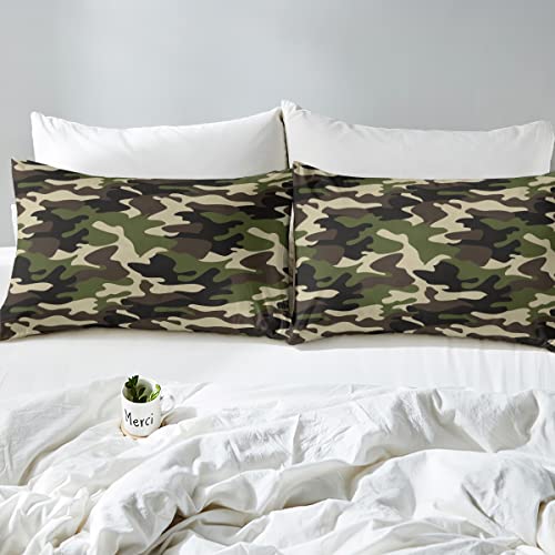 Army Camouflage Bedding Set Kids Boys Army Camo Duvet Cover Teens Men Military Green Brown Black Comforter Cover Children Girls Modern Colorful Decor Bedspread Cover Bedroom Decor 3Pcs Queen Size #TOP3