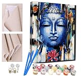 RUNPAW Peinture par numéro Kit Religieux Bouddha Bodhisattva Zen 080 Peinture à l'huile Bricolage Mur Toile Chambre Salon Art Cadeau décoration Peinture numérique pour Adultes Enfant 16x20 Pouces