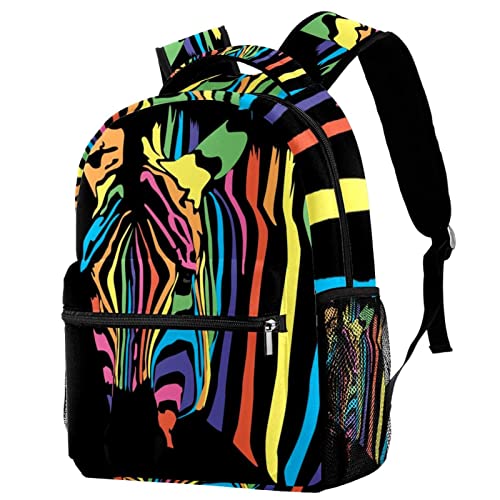 Sac à dos femme et adolescente léger tendance Rainbow Zebra Couleur 1