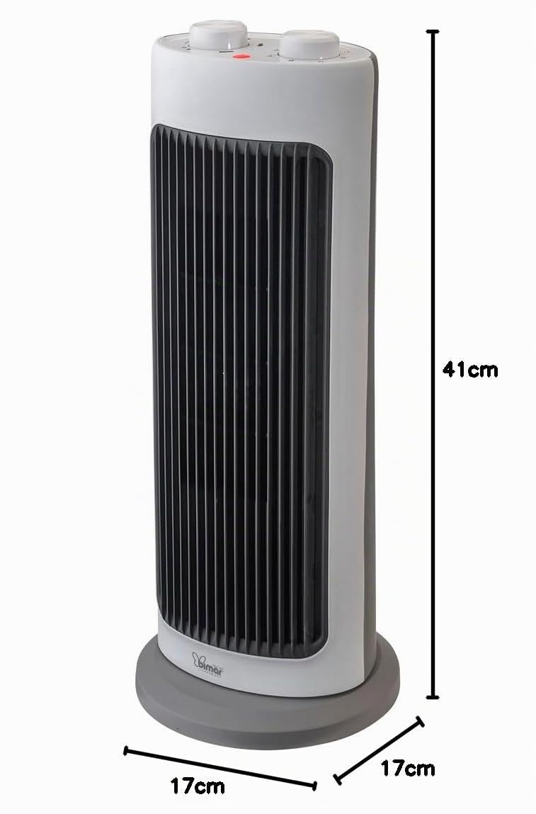 Bimar HP128 Stufetta Elettrica a Colonna, Termoventilatore PTC Elettrico 2000W a Basso Consumo, Termostato Regolabile e 2 Potenze di Riscaldamento, Oscillazione Automatica Destra-Sinistra