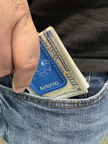 LaserGram Slim Magnetic Money Clip, Freight Train, Personalized Engraving Included (Dark Blue)2