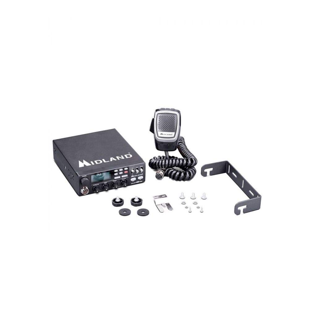 Midland Alan 48 Pro CB C422.16, Radio Odbiorczo-Nadawcze Pojazdowe Multibandowe, Odbiornik-Nadajnik z Mikrofonem 6 Pin, Wyświetlacz LCD, Dual Watch, Wzmocnienie RF, Squelch Cyfrowy i Wzmocnienie MIC