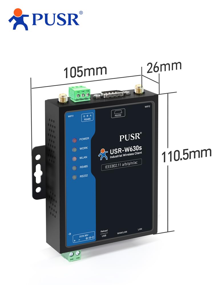 Grado industriale Dual Band WIFi5 client wireless Modbus Gateway MQTT 2 porte Ethernet seriale RS232 RS485 al convertitore WiFi USR-W630s
