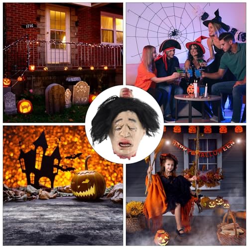 Accesorio de Cabeza para Halloween Cortada y Sangrienta Decoración de Látex para Casa Encantada 5