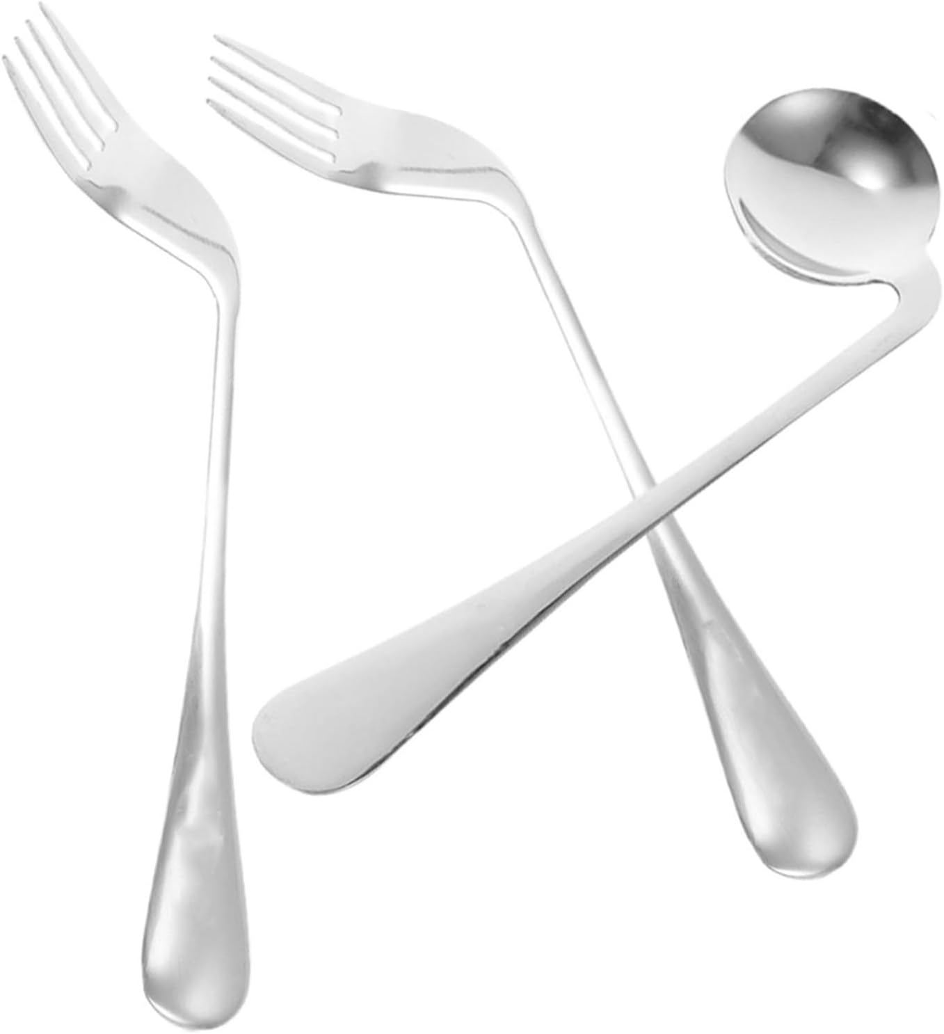 1 set Adaptive Utensil Angled Spoon Ergonomic Fork Lightweight Feeding Assist Tableware Elderly Handicapped Adults Dishwasher Safe