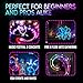 UltraPoi Digi Poi Set – Rechargeable Light Up Glow Sticks & LED Light Sticks for Party, Wedding, Rave, Concerts & Camping – Customizable Wearable Glow Stick with Lanyard, Clip & Rainbow Effects