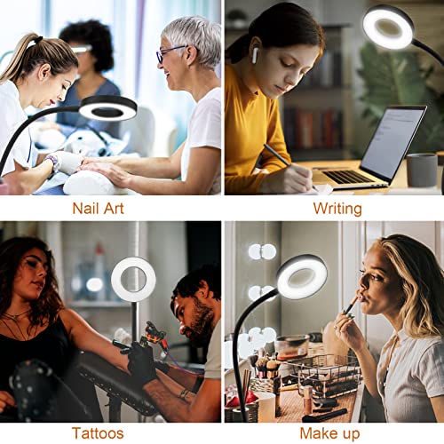 Emvanv Led Clip On Light Reading Light, 10 Dimmable Brightness Gooseneck Clamp Desk Ring Light With Metal Bookmark For Reading Makeup Bedside (Size:lamp+Bookmark) #TOP7