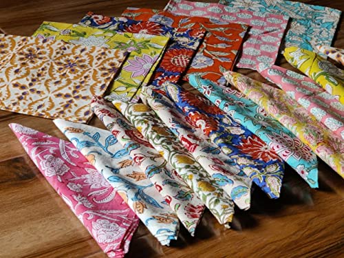 Indacorify NAP_16 50 Pcs Mix Lot Table Napkins 100% Cotton Hand Block Printed Indian Style Napkins thumb #2
