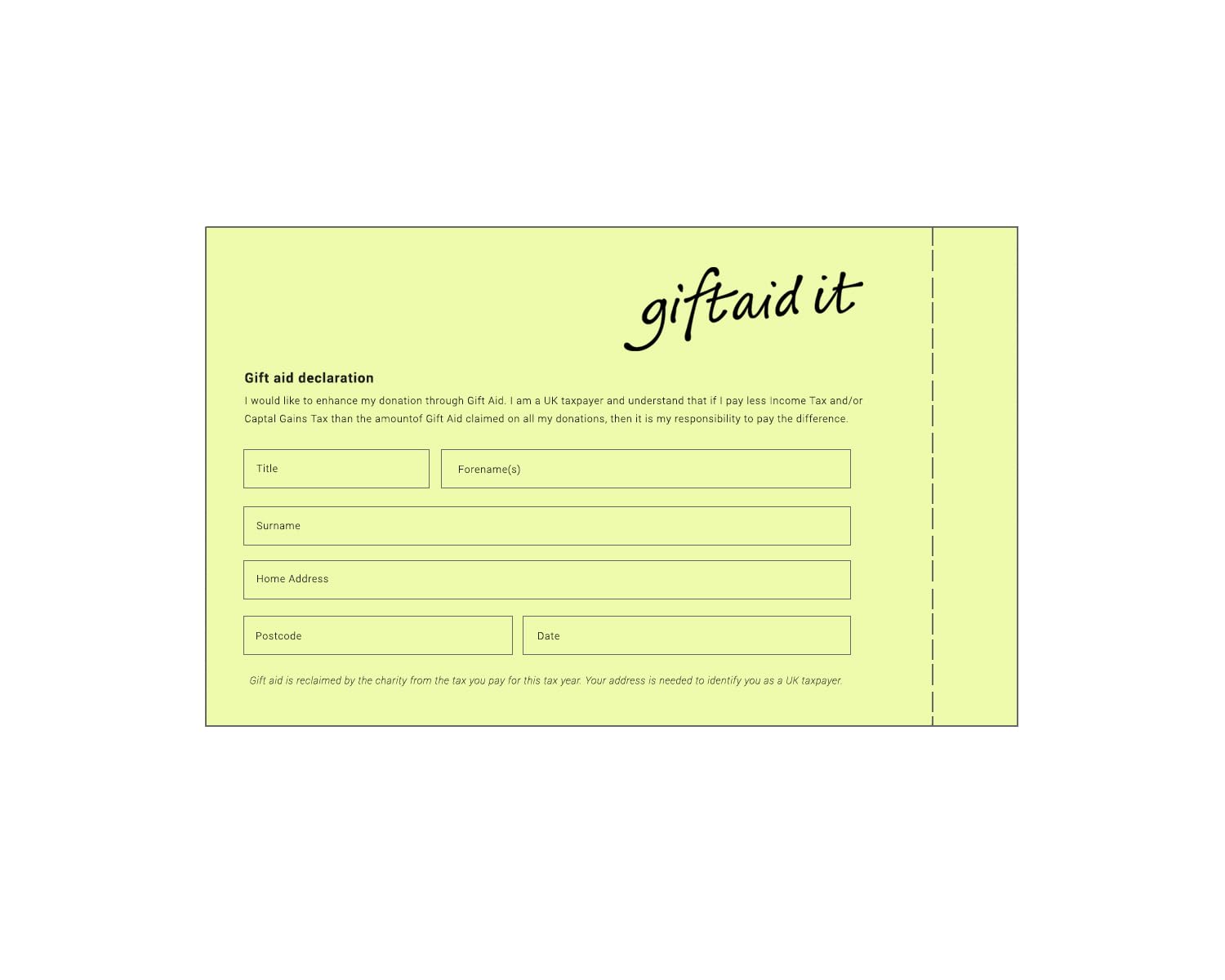 Gift Aid Envelopes - Yellow Envelopes Printed with GDPR Declaration (1000, Yellow)