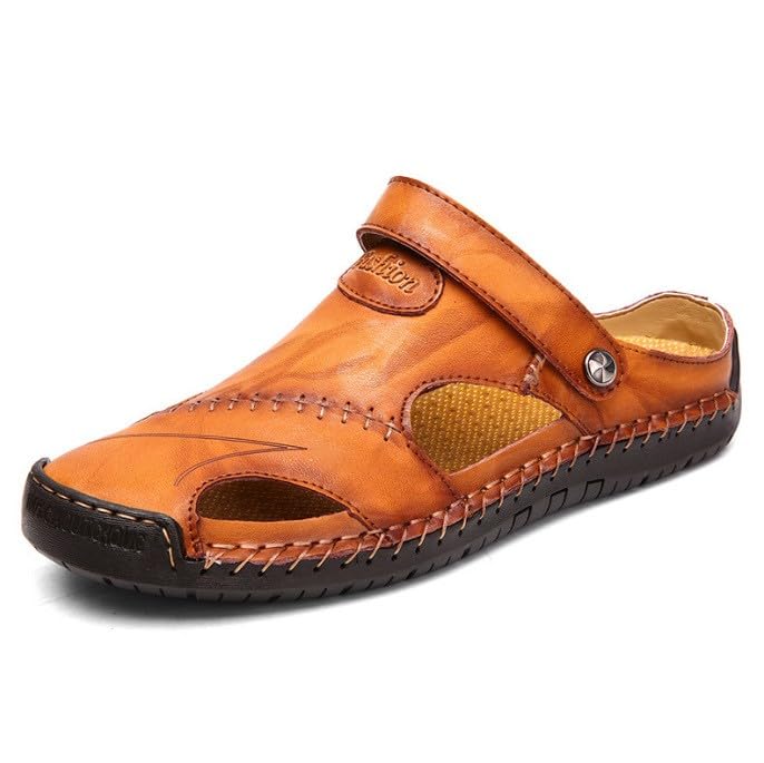 Sandalias de hombre cerradas retro en color café para caminar este verano, talla 40 2/3