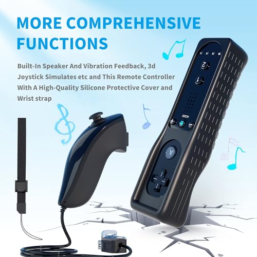 Image of TechKen 2 Pack Wii Remote Controller and Nunchuck with Silicone Case and Wrist Strap for Wii Wii U