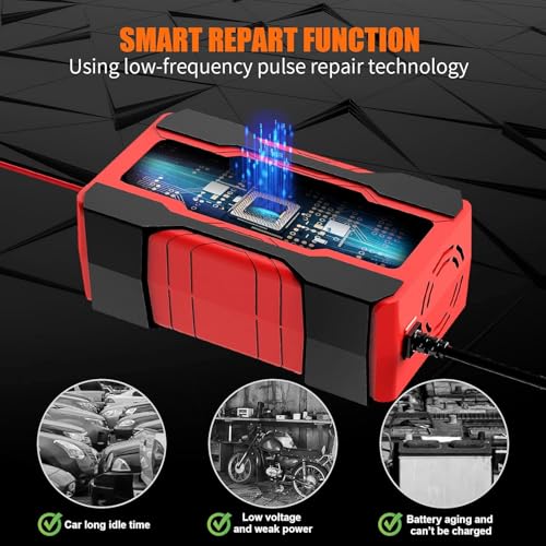 Image of 24 V 10-Amp Battery Charger, Smart Trickle Charger 12V 24V Car Battery Charger Fully Automatic Maintainer Desulfator w /Temp Compensation for Car Truck Lawn Mower Boat Marine Batteries