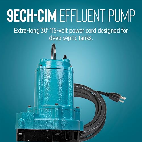 Little Giant 9ECH-CIM 115-Volt, 4/10 HP, 4200 GPH Manual Submersible Cast Iron High Head Effluent Pump with 30-Ft. Cord, Blue, 509533 by Little Giant - Image 5