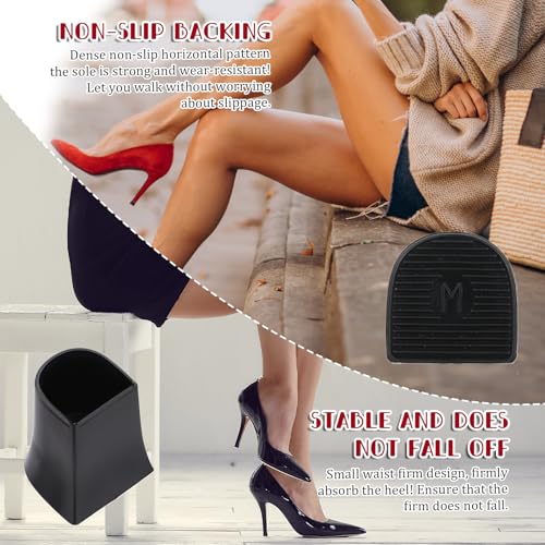 Image of 8 Pairs Heel Caps for High Heels Noise Reducing High Heel Protectors Non-Slip Heel Covers for Walking on Grass and Uneven Road (4 Sizes,Black,Transparent)