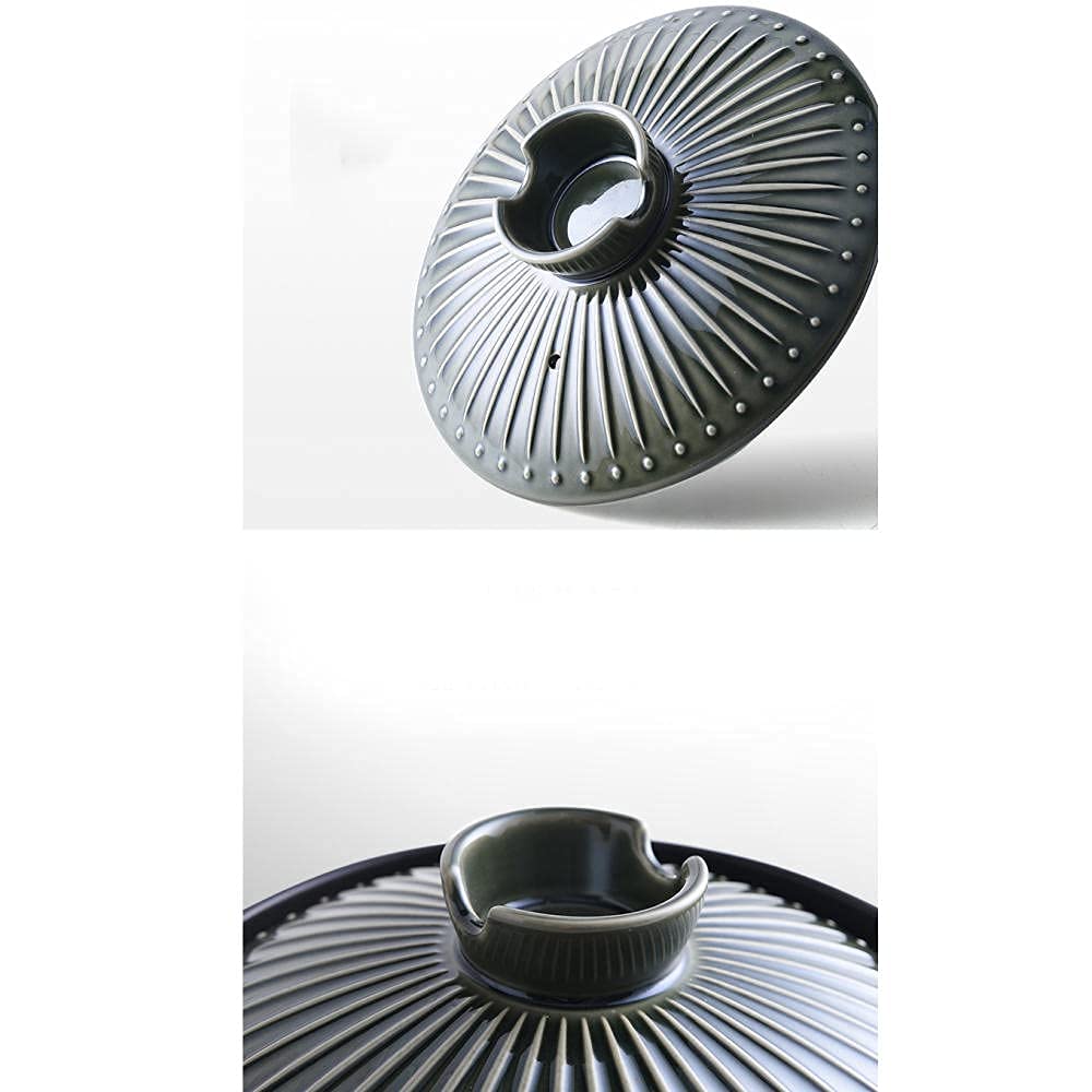 Pentola in Terracotta, Resistente al Calore, in Ceramica, Porcellana, Nera, pentola in Terracotta, pentola in Terracotta, pentola per zuppa, zuppiera-3L (4,2L)