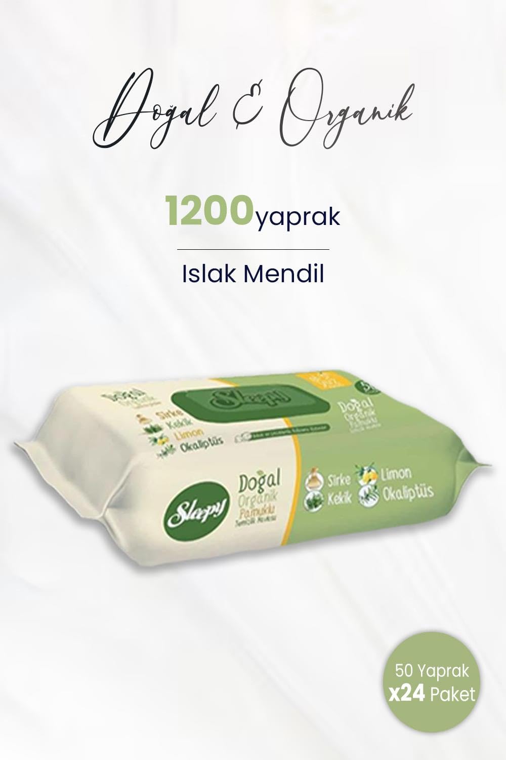 Sleepy Doğal & Organik Islak Mendil 50 Adet x 24 (1200 yaprak)
