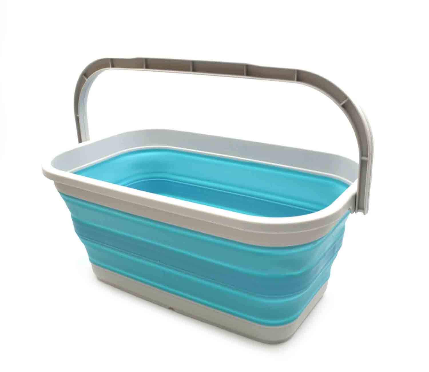 SAMMART 11.6L (3.06 Gallon) Collapsible Rectangular Handy Basket/Bucket (Bright Blue, 1)