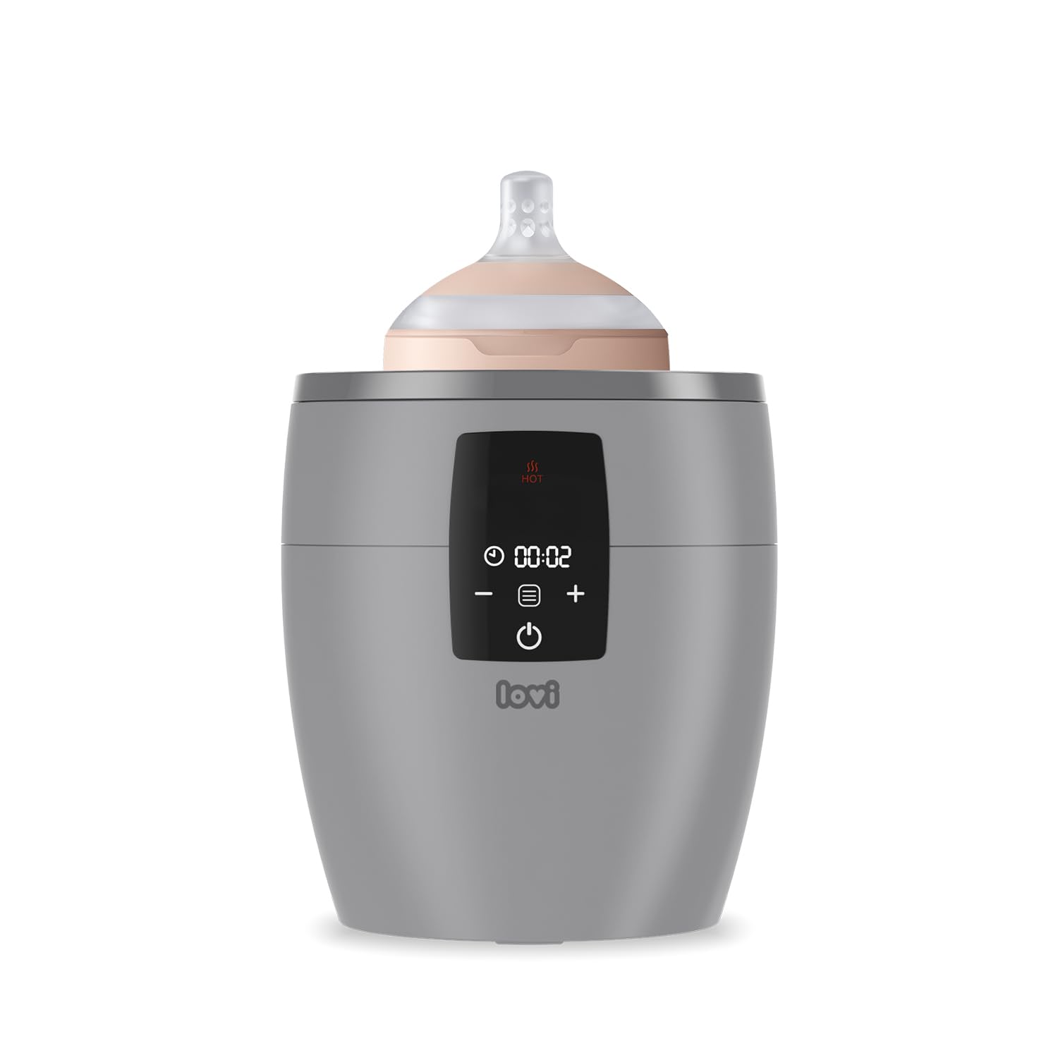 Difrax LOVI Chauffe-biberon 6-en-1 – chauffe rapide & sûr, maintien au chaud, décongélation & stérilisation vapeur – universel gris/noir