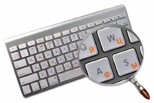 Russian Cyrillic Apple Keyboard Decals With Blue, Red, Orange Or White Lettering On Transparent Background For Desktop, Laptop And Notebook (Orange) #TOP5