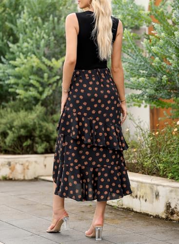 Image of Dokotoo Women's 2026 Sleeveless Spring Summer Dresses Casual Boho Crewneck Floral Boho Cocktail Party Dresses